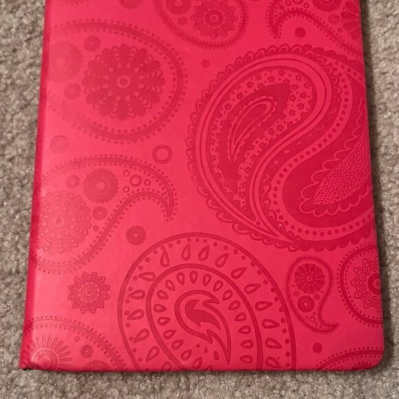 Pink/Red Paisley Faux-Leather Hardcover Lined Journal w/ Ribbon Bookmark - Picture 2 of 8